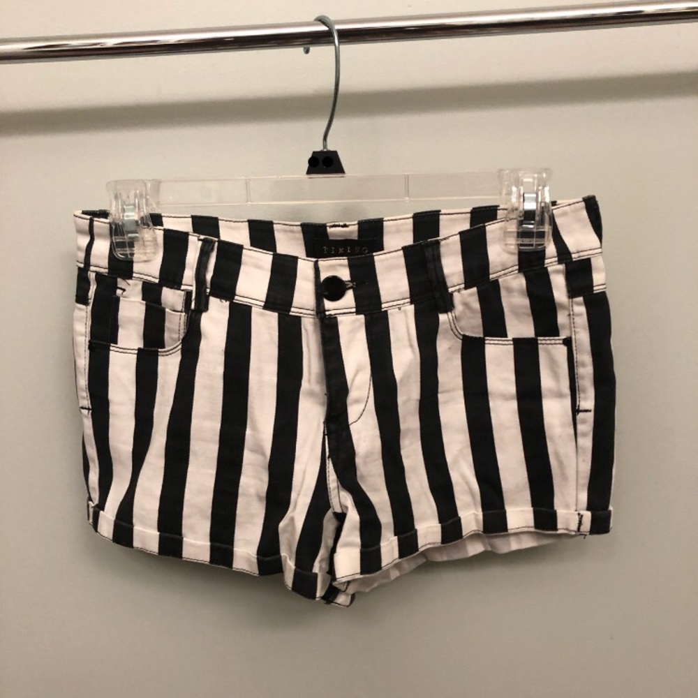 Timing black and white striped shorts